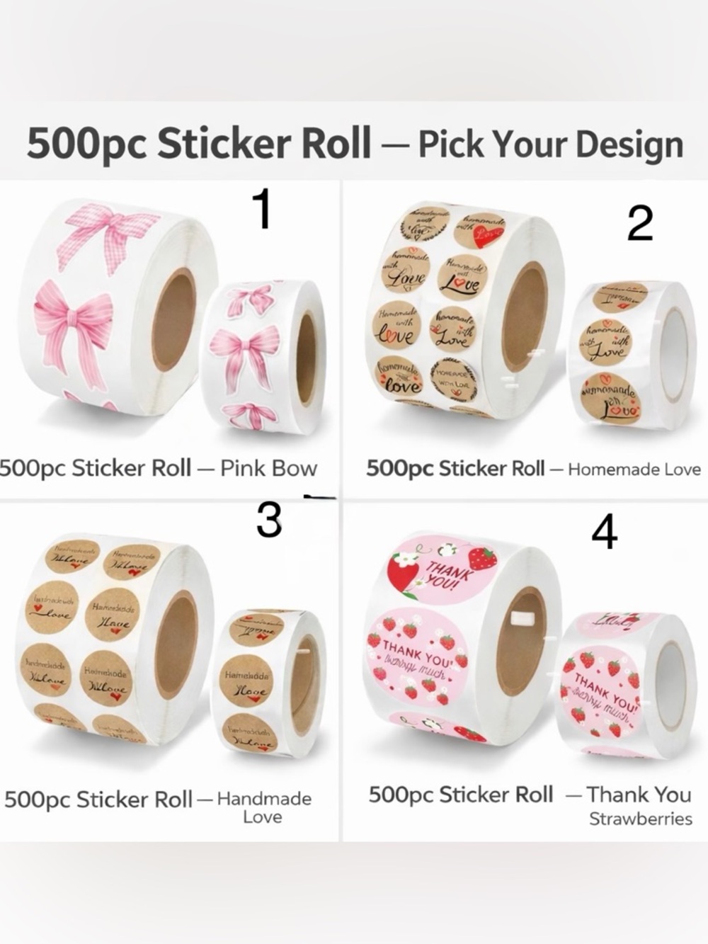 500pc Sticker Roll — Pick Your Design